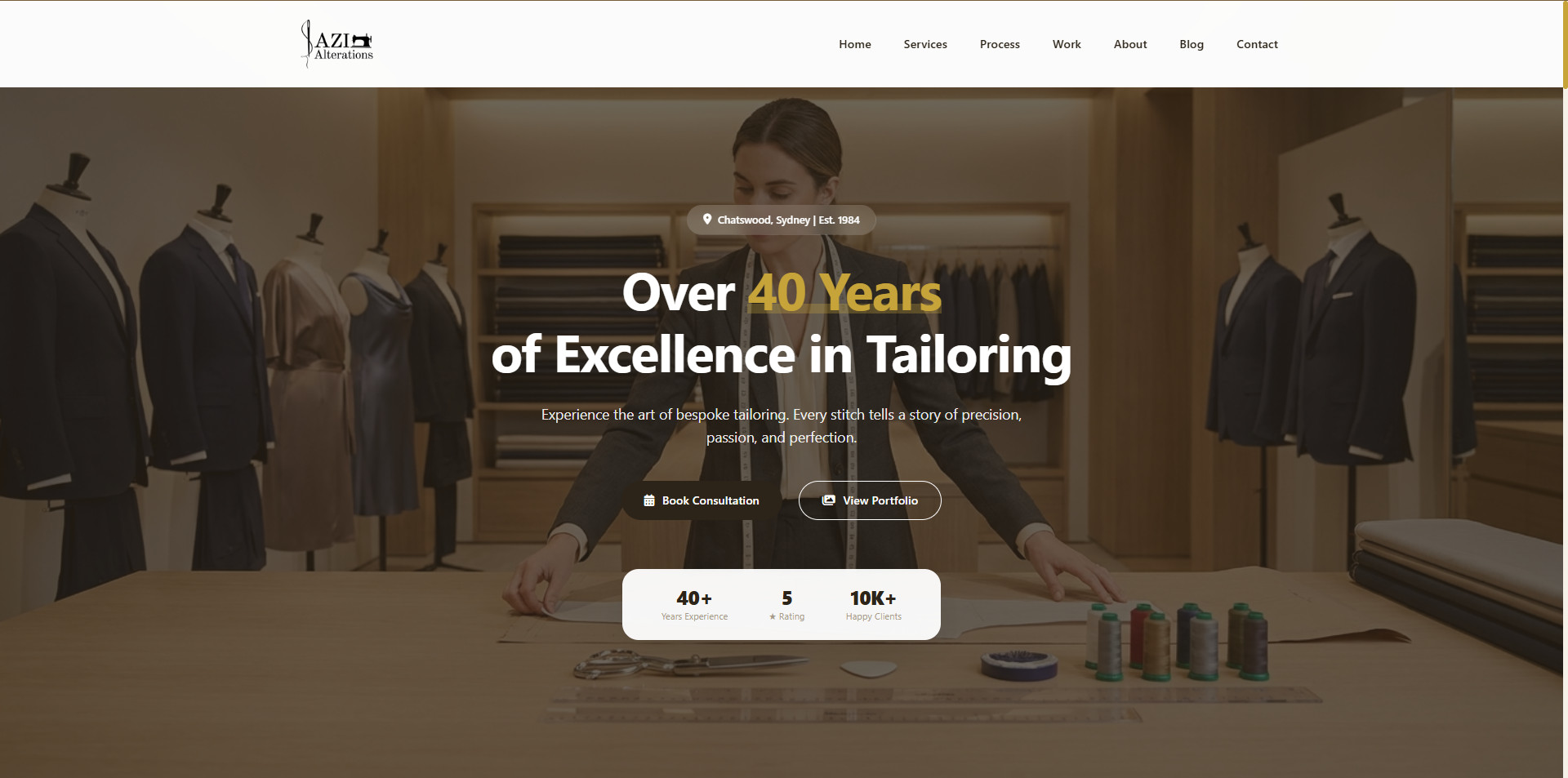 وب‌سایت جامع خیاطی و تعمیرات لباس Azi Alterations